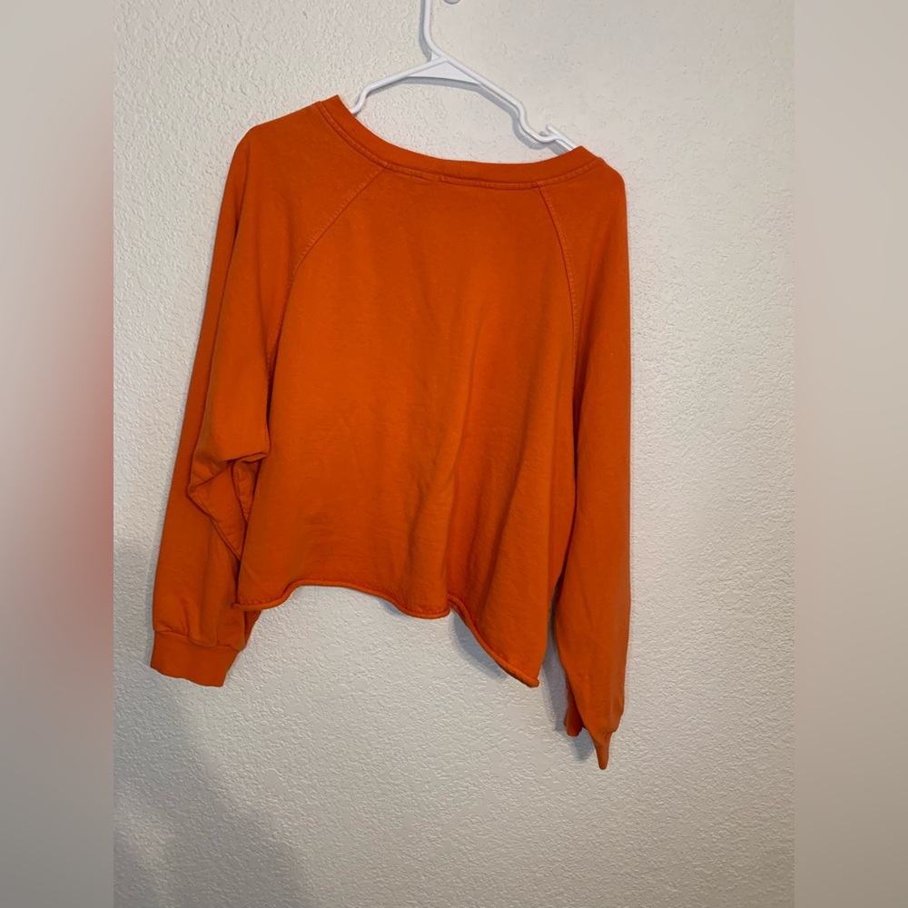 Collusion Womens Size 14 Orange Cropped Sweater Long Sleeve Crew Neck Pullover - Picture 7 of 8